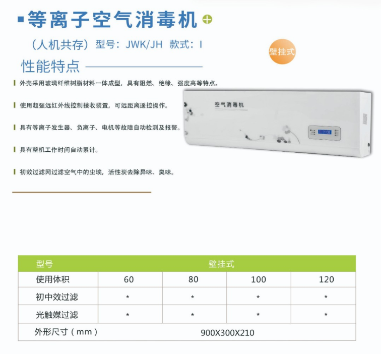 凈為康JWKJH款式Ⅰ（80?）普通壁掛，等離子空氣消毒機1.png